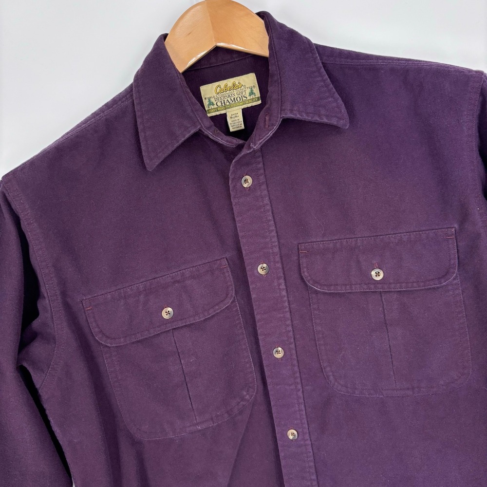 Cabela's Deerskin Soft Chamois Heavy Weight Shirt Mens M Purple Flannel Workwear